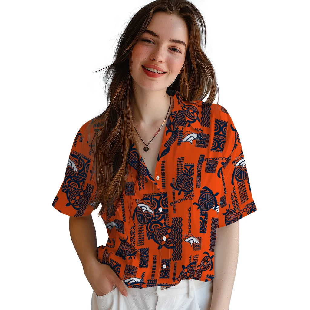 Denver Broncos Hawaiian Shirt - Turtle Lines | Moonbestprint