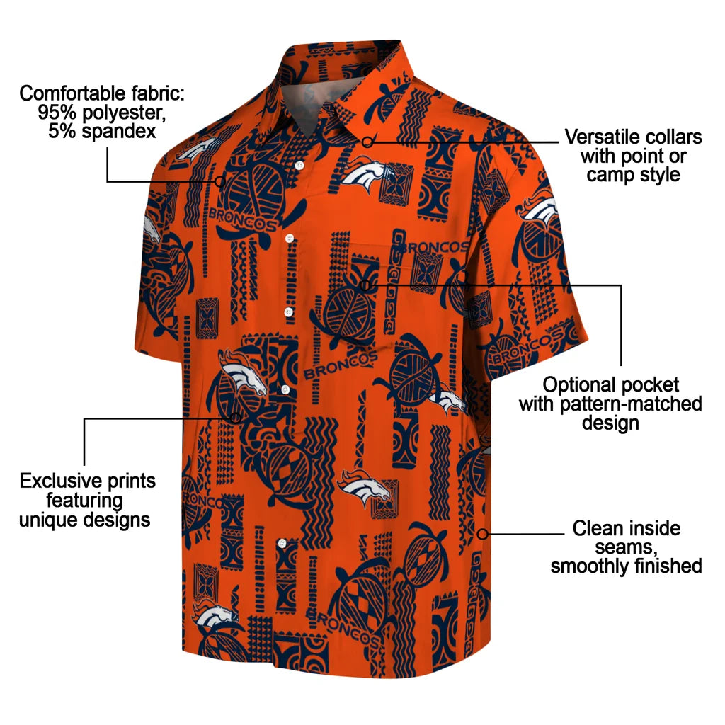 Denver Broncos Hawaiian Shirt - Turtle Lines | Moonbestprint