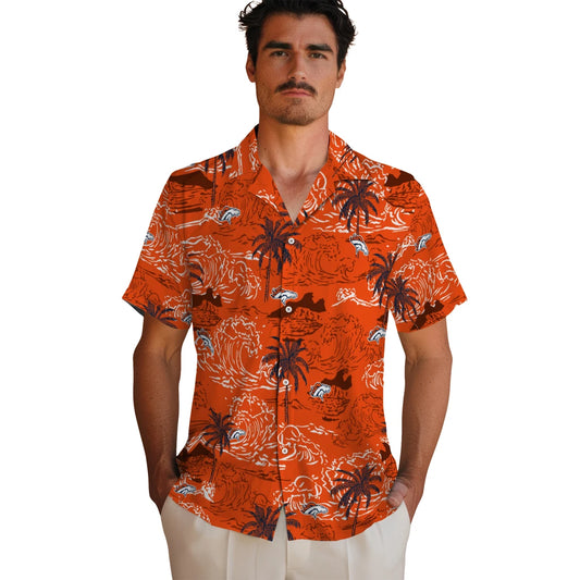 Denver Broncos Hawaiian Shirt - Wave Palm | Moonbestprint