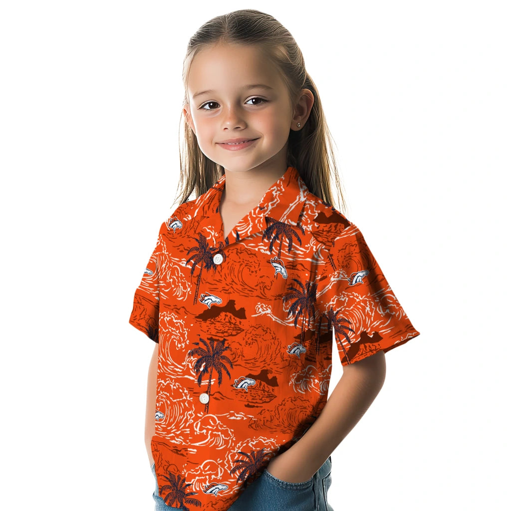 Denver Broncos Hawaiian Shirt - Wave Palm | Moonbestprint