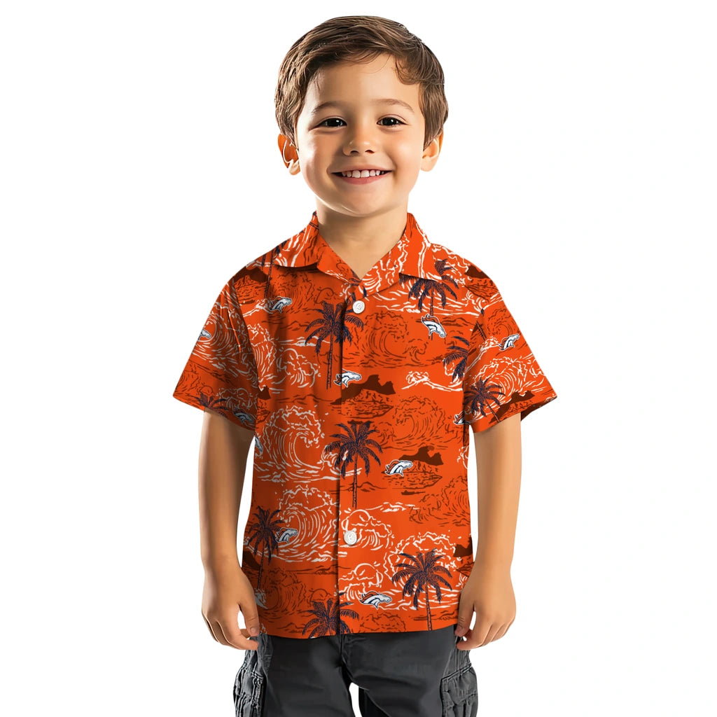 Denver Broncos Hawaiian Shirt - Wave Palm | Moonbestprint