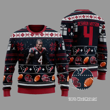 Deshaun Watson 4 Houston Texans Nfl Christmas Sweater ? Usalast