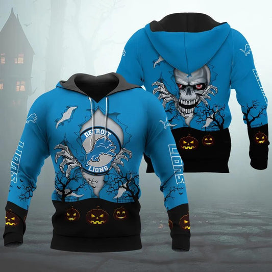 Detroit Lions Halloween 3D NFL All Over Print Hoodie -Moonbestprint