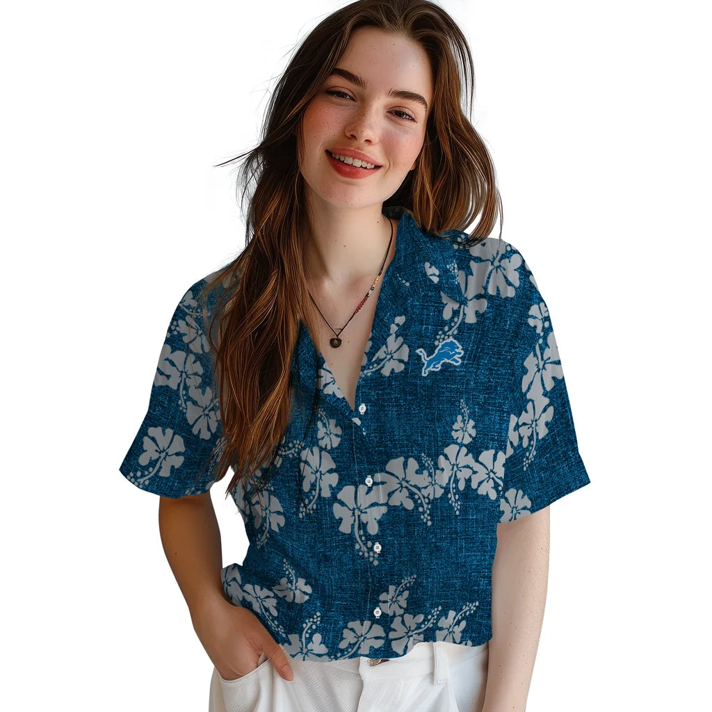 Detroit Lions Hawaiian Shirt - 50th State Flower | Moonbestprint