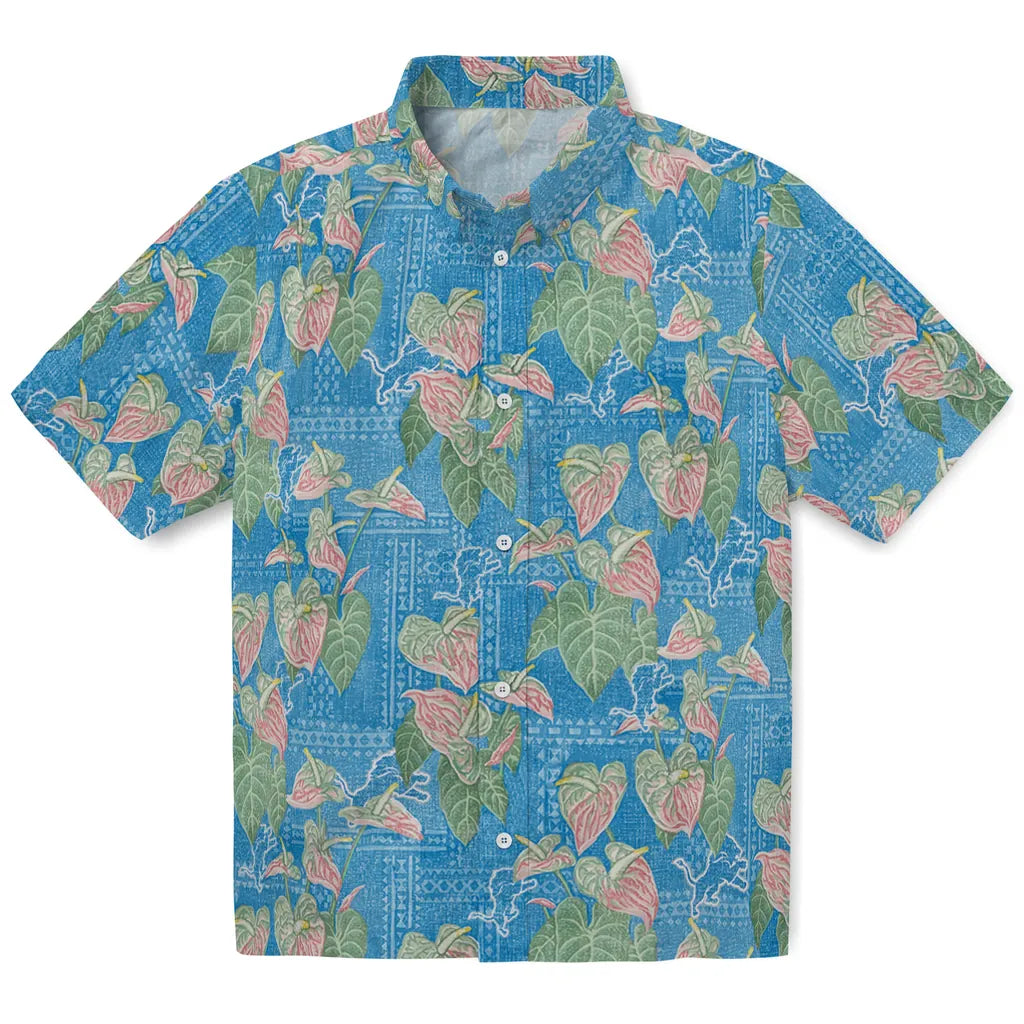 Detroit Lions Hawaiian Shirt - Anthurium Overlay | Moonbestprint