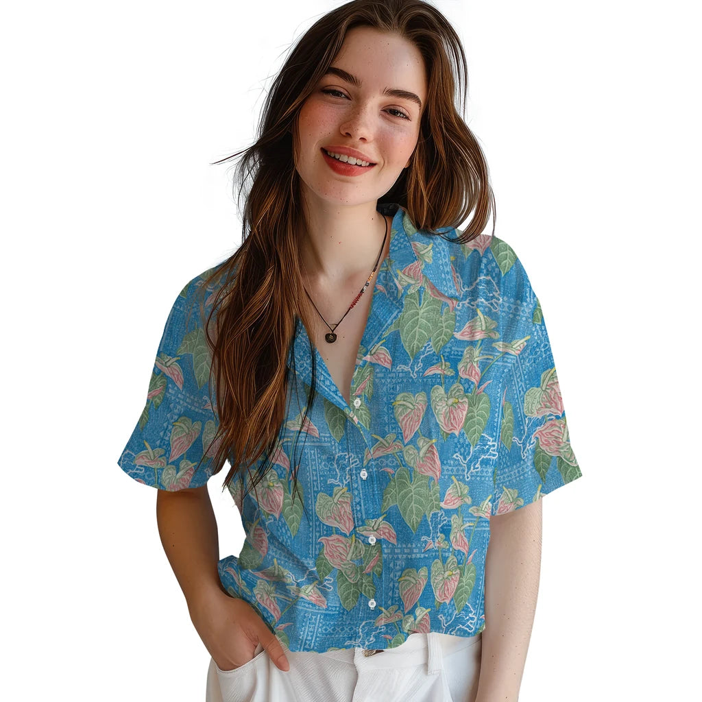 Detroit Lions Hawaiian Shirt - Anthurium Overlay | Moonbestprint