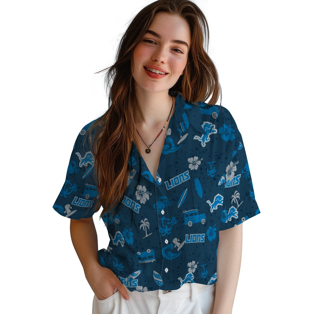 Detroit Lions Hawaiian Shirt - Beach Vibe | Moonbestprint