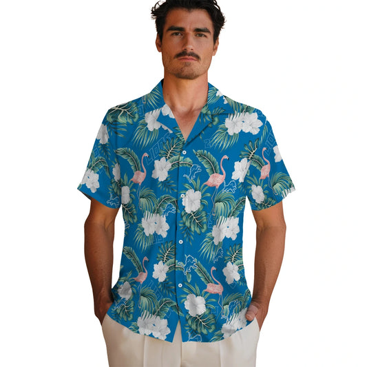 Detroit Lions Hawaiian Shirt - Flamingo and Hibiscus | Moonbestprint