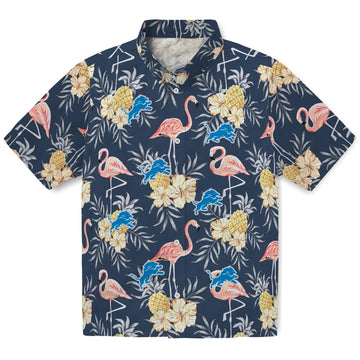 Detroit Lions Hawaiian Shirt - Flamingo Hibiscus | Moonbestprint