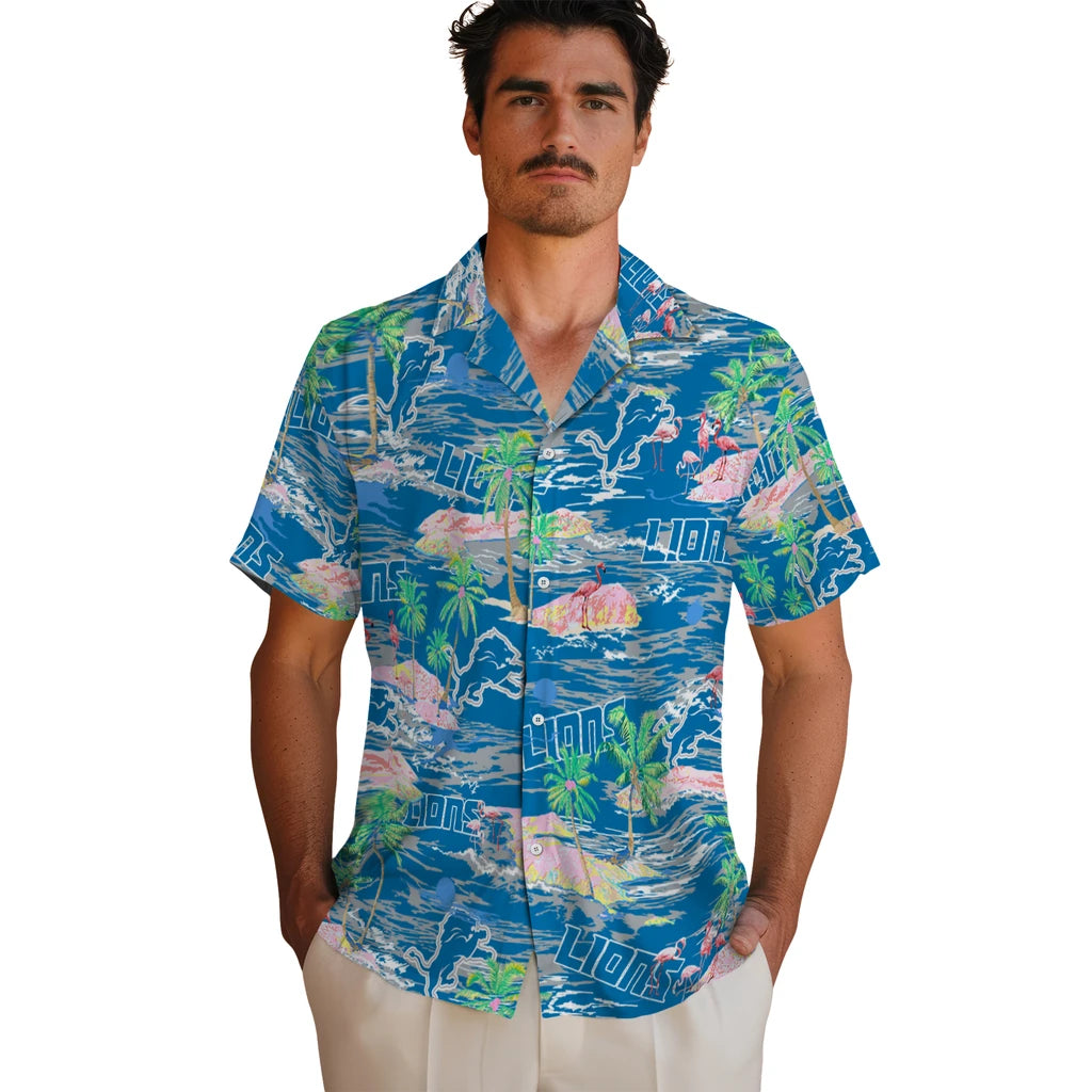 Detroit Lions Flamingo Retreat 2026 Hawaiian Shirt – Moonbestprint