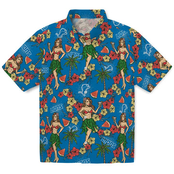 Detroit Lions Hawaiian Shirt - Hawaiian Girls Design | Moonbestprint