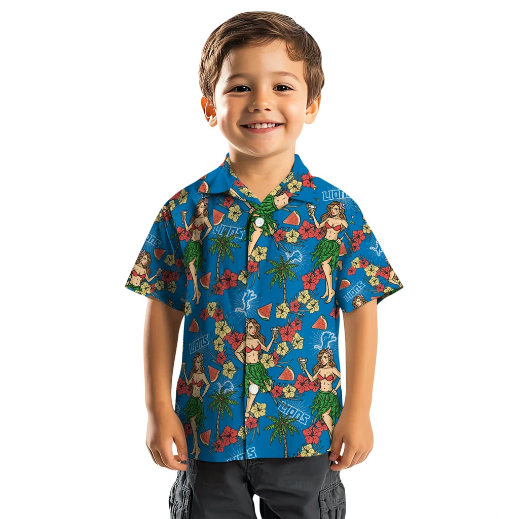 Detroit Lions Hawaiian Shirt - Hawaiian Girls Design | Moonbestprint