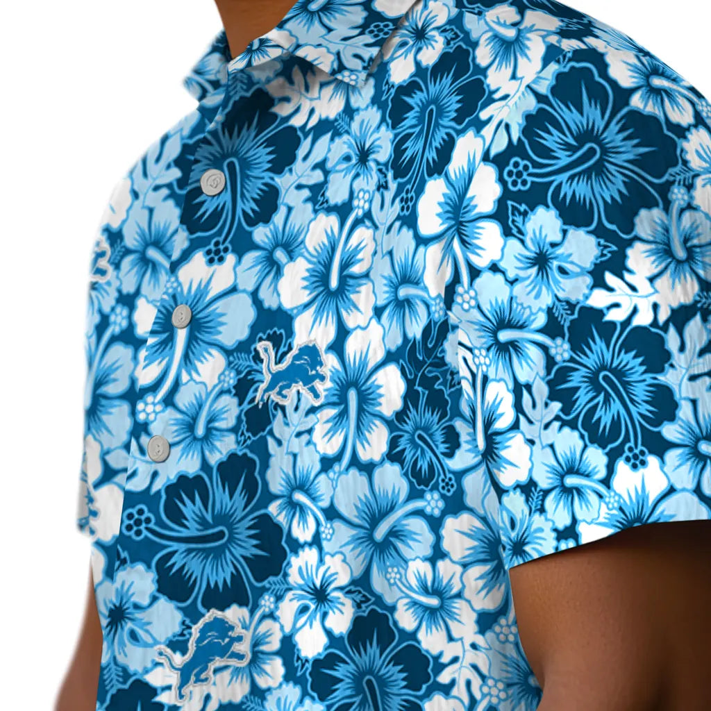 Detroit Lions Hawaiian Shirt - Hibiscus Blooms | Moonbestprint