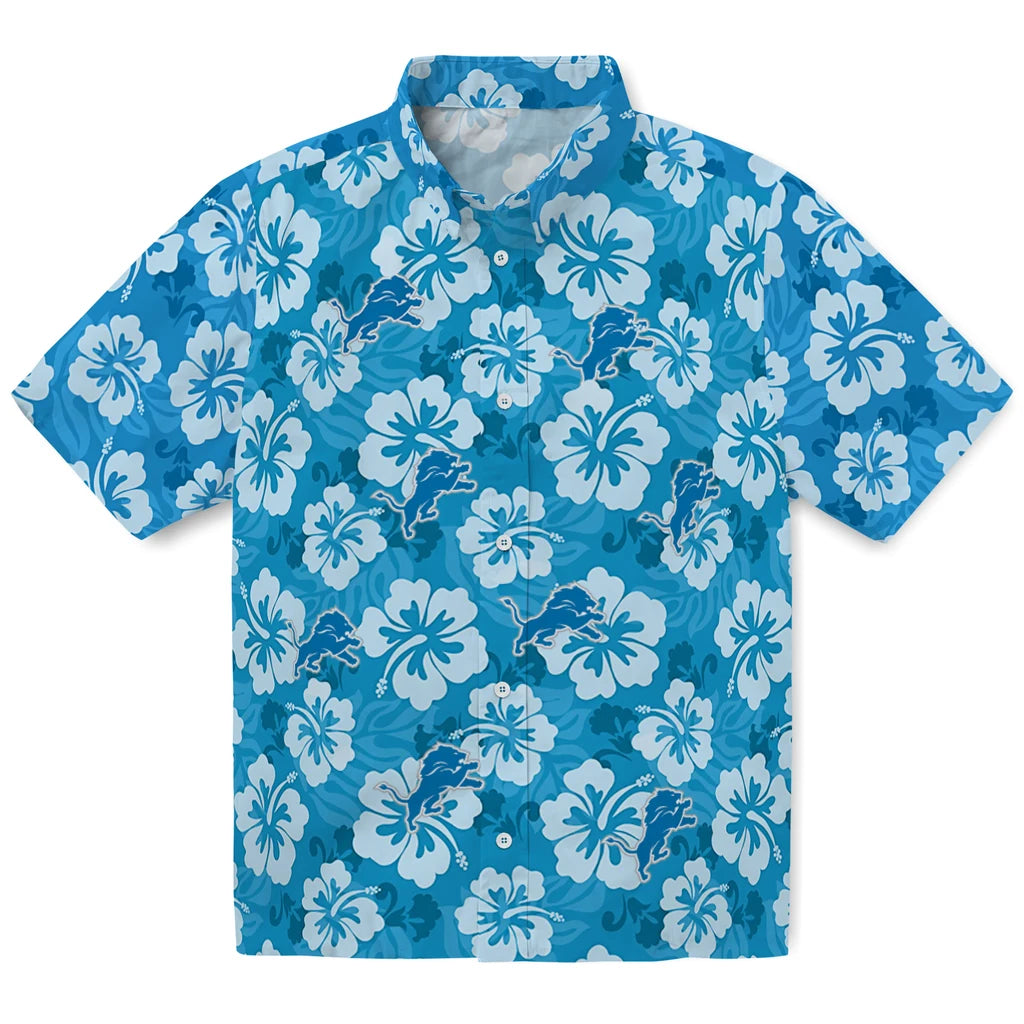 Detroit Lions Hawaiian Shirt - Hibiscus Cluster | Moonbestprint