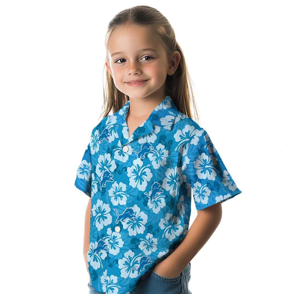 Detroit Lions Hawaiian Shirt - Hibiscus Cluster | Moonbestprint