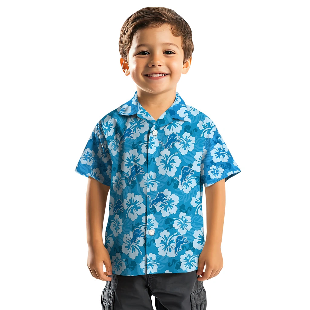 Detroit Lions Hawaiian Shirt - Hibiscus Cluster | Moonbestprint