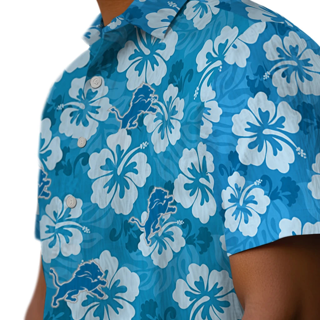 Detroit Lions Hawaiian Shirt - Hibiscus Cluster | Moonbestprint