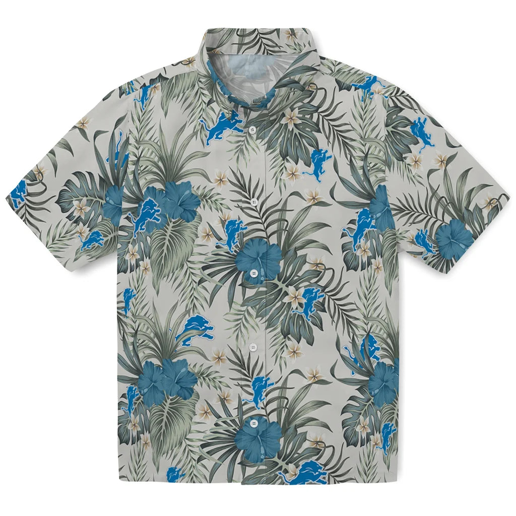 Detroit Lions Hawaiian Shirt - Hibiscus Designs | Moonbestprint
