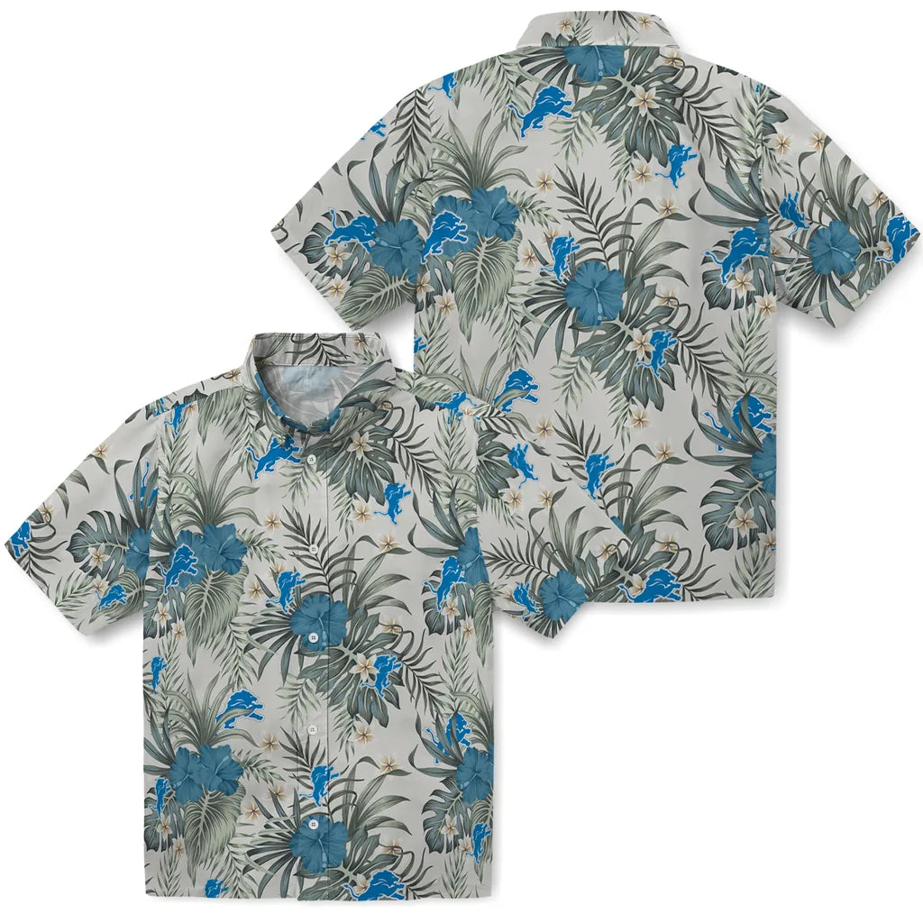 Detroit Lions Hawaiian Shirt - Hibiscus Designs | Moonbestprint