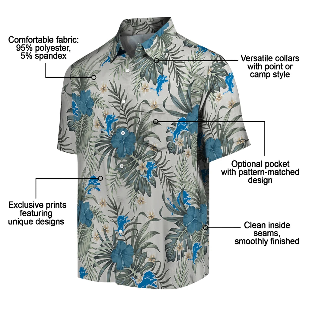 Detroit Lions Hawaiian Shirt - Hibiscus Designs | Moonbestprint