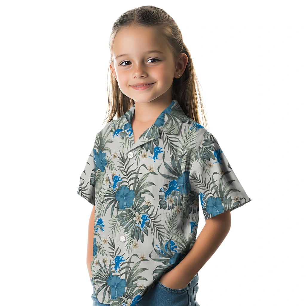 Detroit Lions Hawaiian Shirt - Hibiscus Designs | Moonbestprint