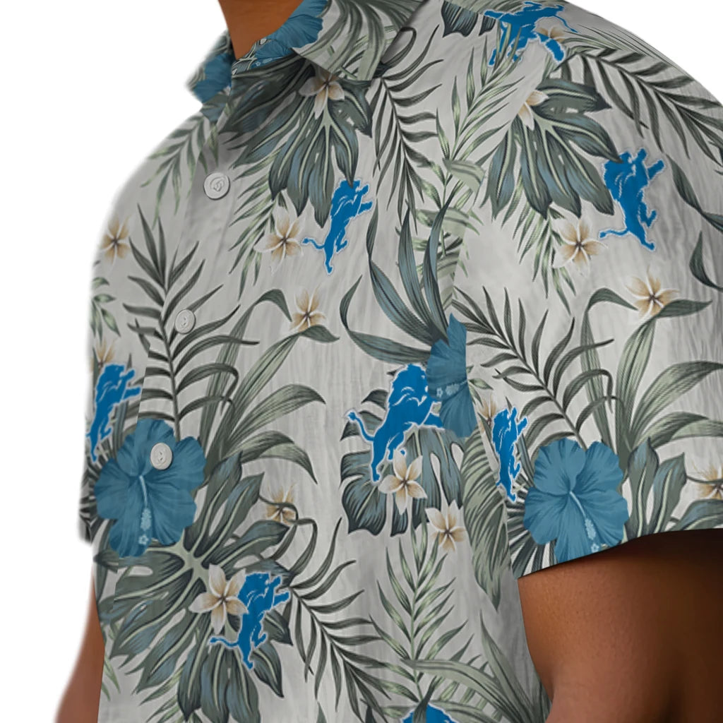 Detroit Lions Hawaiian Shirt - Hibiscus Designs | Moonbestprint