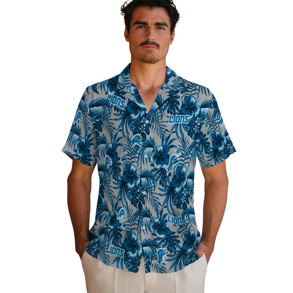 Detroit Lions Hawaiian Shirt - Hibiscus Exotic | Moonbestprint