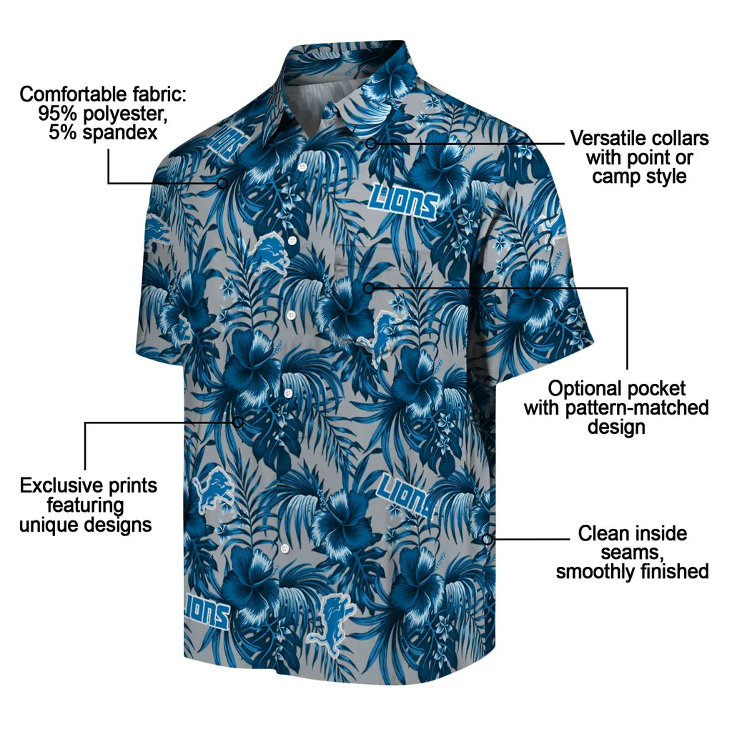 Detroit Lions Hawaiian Shirt - Hibiscus Exotic | Moonbestprint