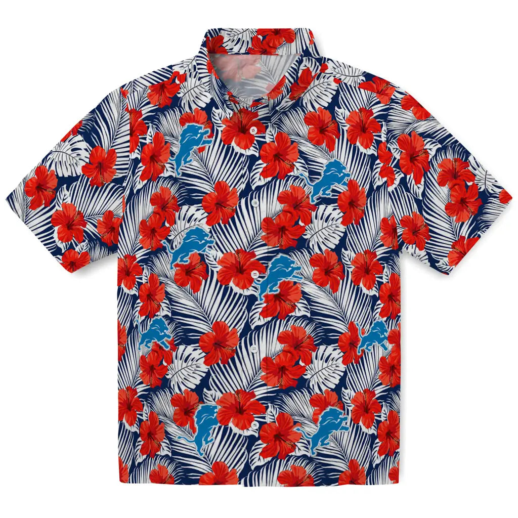 Detroit Lions Hawaiian Shirt - Hibiscus Fiesta | Moonbestprint