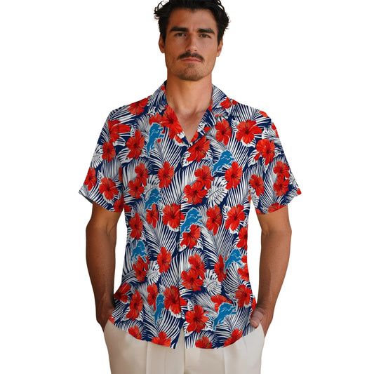 Detroit Lions Hawaiian Shirt - Hibiscus Fiesta | Moonbestprint