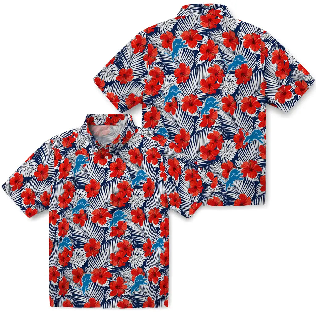 Detroit Lions Hawaiian Shirt - Hibiscus Fiesta | Moonbestprint