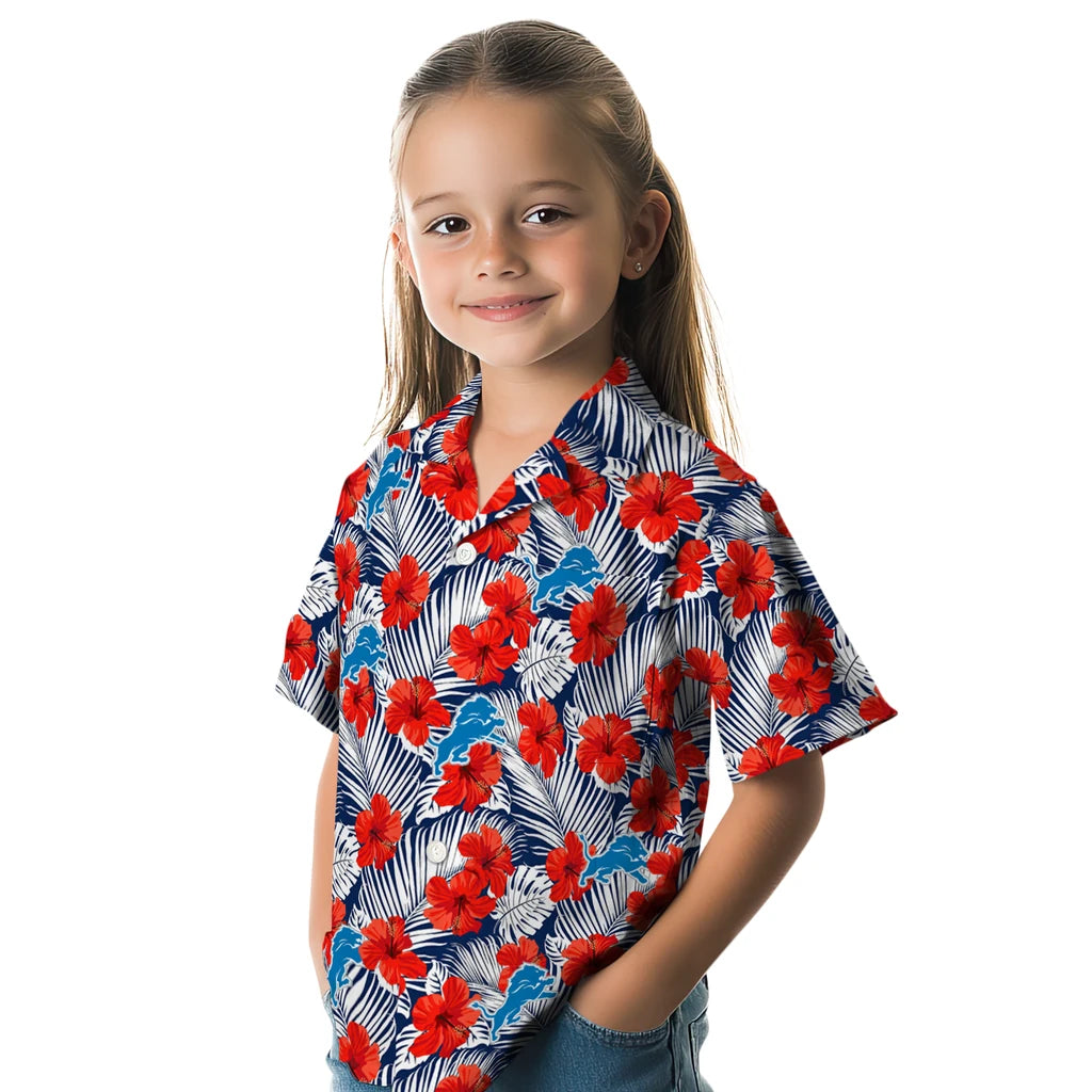 Detroit Lions Hawaiian Shirt - Hibiscus Fiesta | Moonbestprint