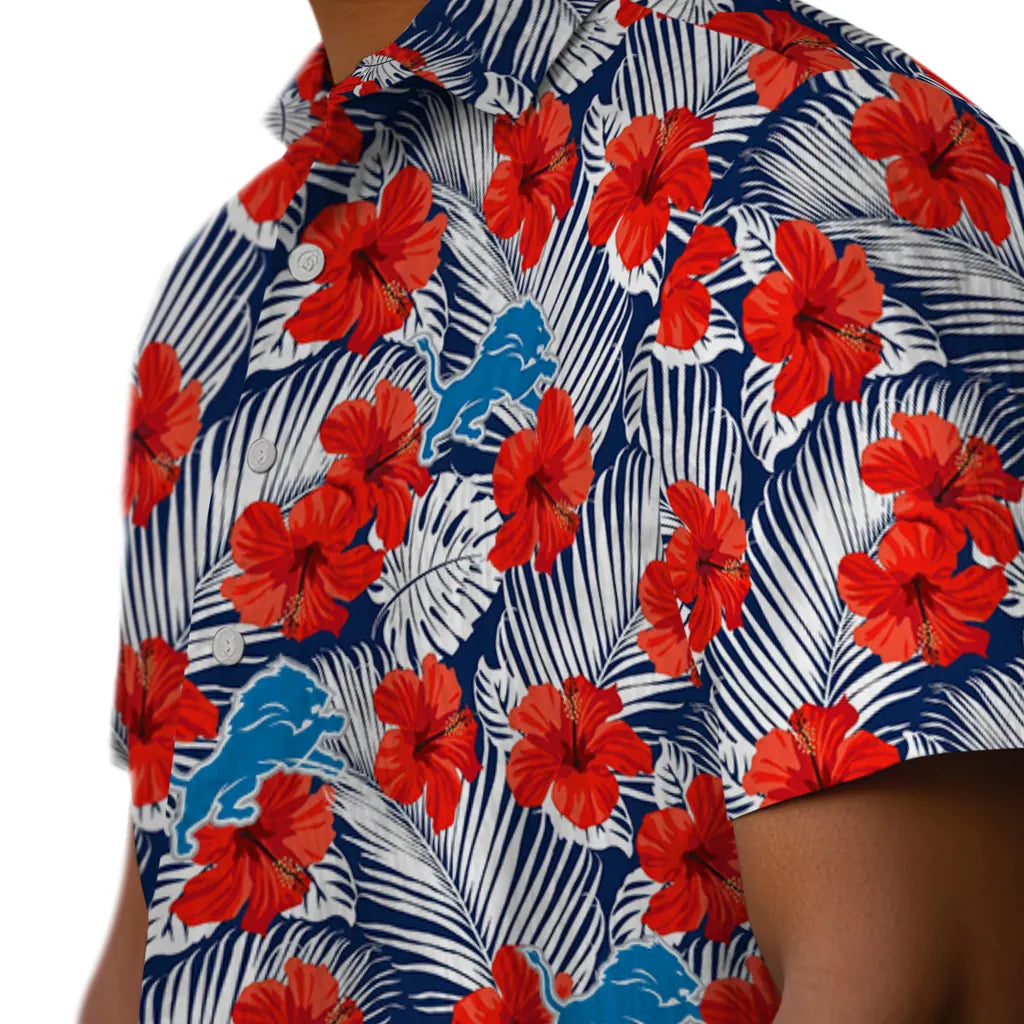 Detroit Lions Hawaiian Shirt - Hibiscus Fiesta | Moonbestprint