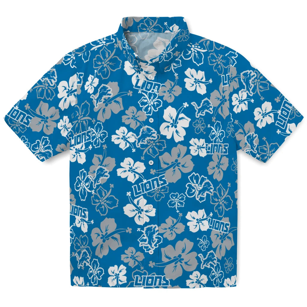 Detroit Lions Hawaiian Shirt - Hibiscus Flower Design | Moonbestprint
