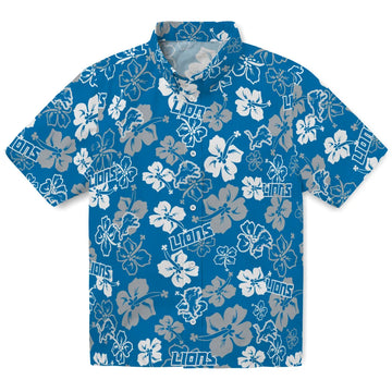 Detroit Lions Hawaiian Shirt - Hibiscus Flower Design | Moonbestprint