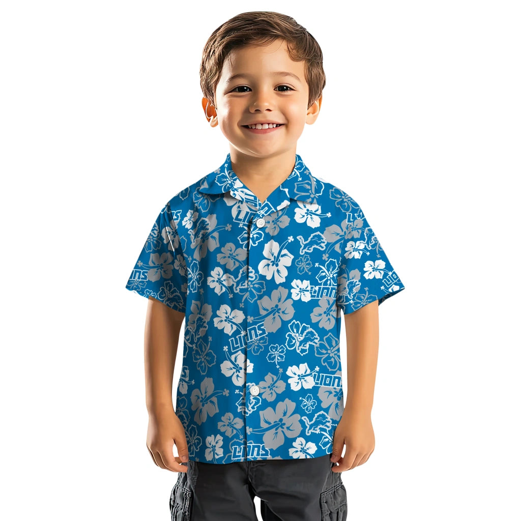 Detroit Lions Hawaiian Shirt - Hibiscus Flower Design | Moonbestprint