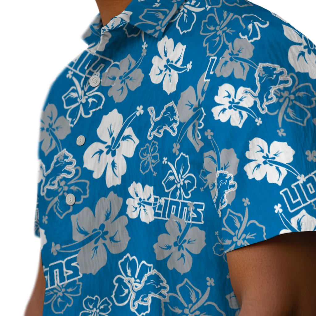 Detroit Lions Hawaiian Shirt - Hibiscus Flower Design | Moonbestprint