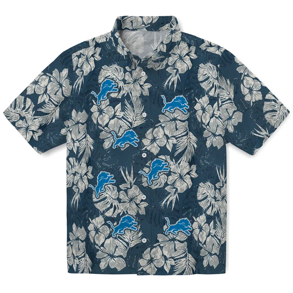 Detroit Lions Hawaiian Shirt - Hibiscus Flowers | Moonbestprint