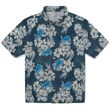 Detroit Lions Hawaiian Shirt - Hibiscus Flowers | Moonbestprint