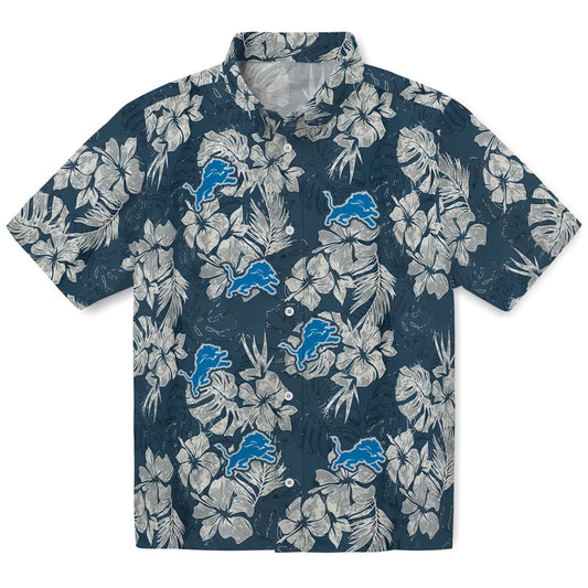 Detroit Lions Hawaiian Shirt - Hibiscus Flowers | Moonbestprint