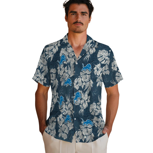 Detroit Lions Hawaiian Shirt - Hibiscus Flowers | Moonbestprint
