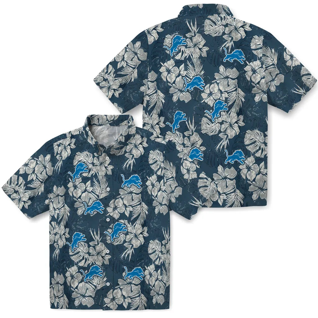Detroit Lions Hawaiian Shirt - Hibiscus Flowers | Moonbestprint