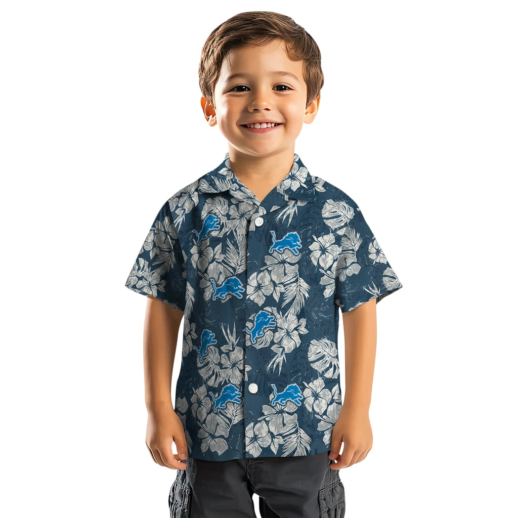 Detroit Lions Hawaiian Shirt - Hibiscus Flowers | Moonbestprint