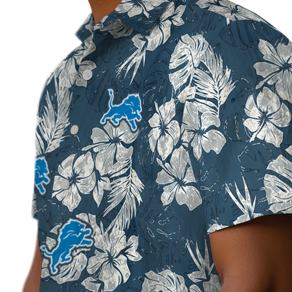 Detroit Lions Hawaiian Shirt - Hibiscus Flowers | Moonbestprint