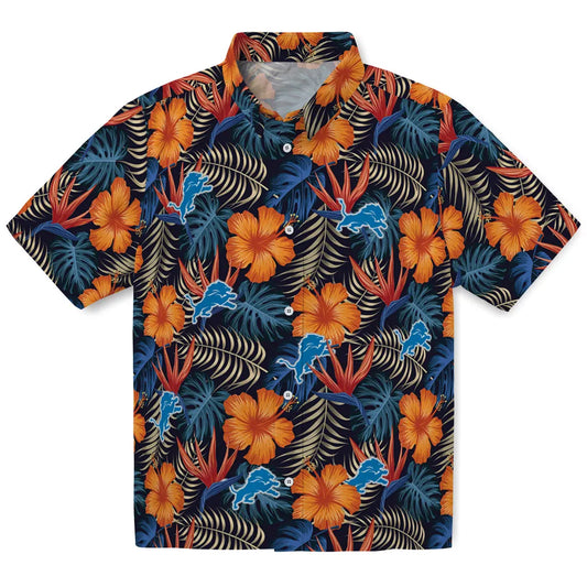 Detroit Lions Hawaiian Shirt - Hibiscus Foliage | Moonbestprint