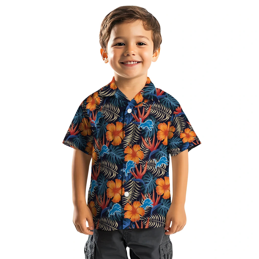 Detroit Lions Hawaiian Shirt - Hibiscus Foliage | Moonbestprint