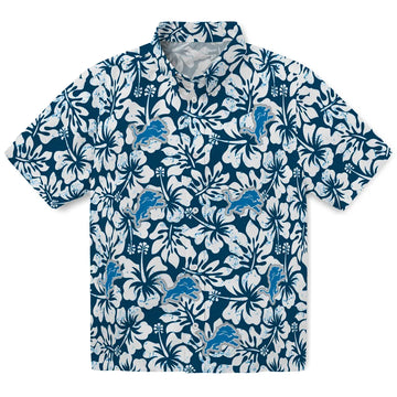 Detroit Lions Hawaiian Shirt - Hibiscus Motif | Moonbestprint