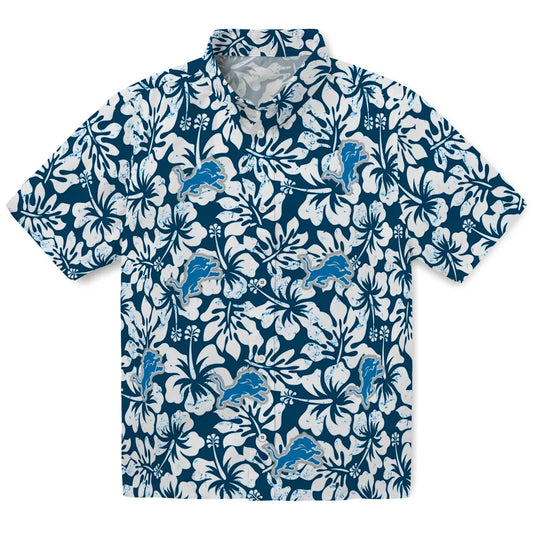 Detroit Lions Hawaiian Shirt - Hibiscus Motif | Moonbestprint