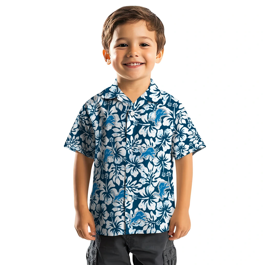 Detroit Lions Hawaiian Shirt - Hibiscus Motif | Moonbestprint