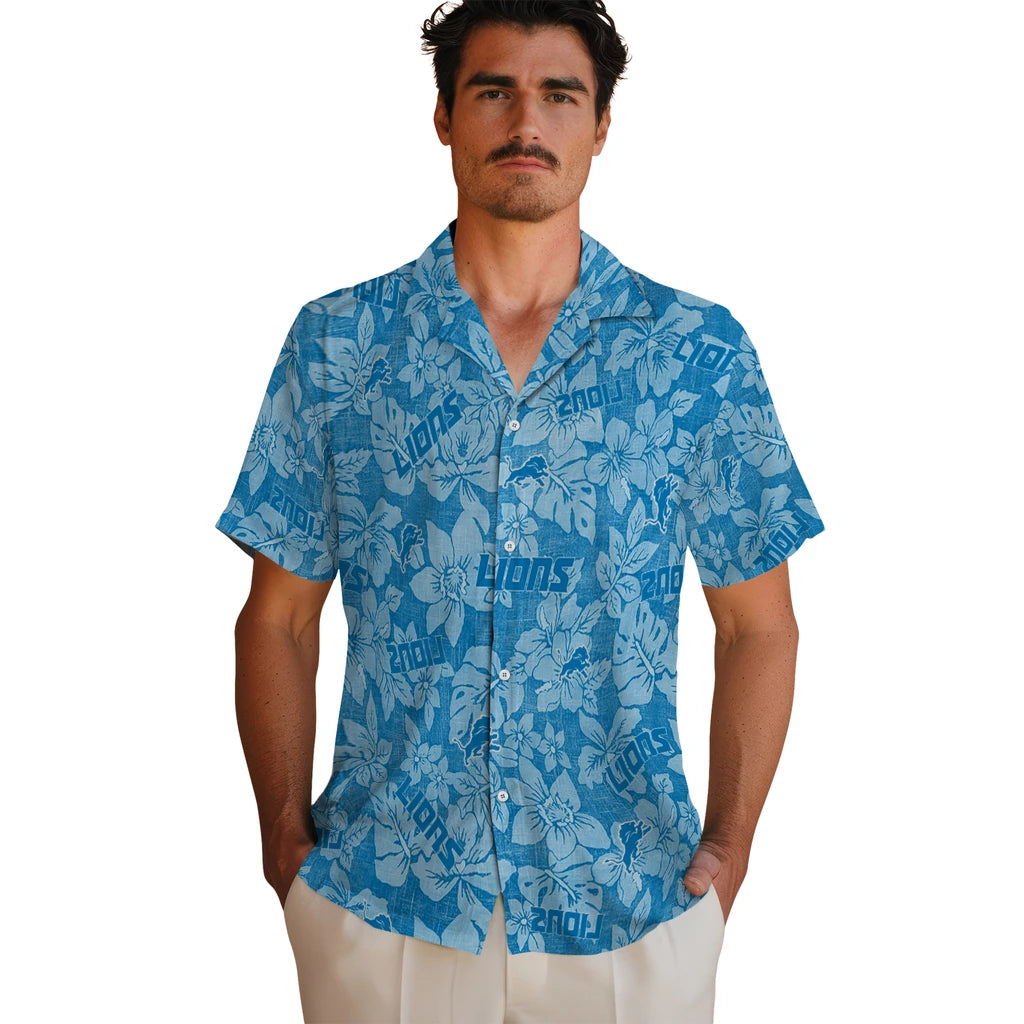 Detroit Lions Hawaiian Shirt - Hibiscus Oasis | Moonbestprint